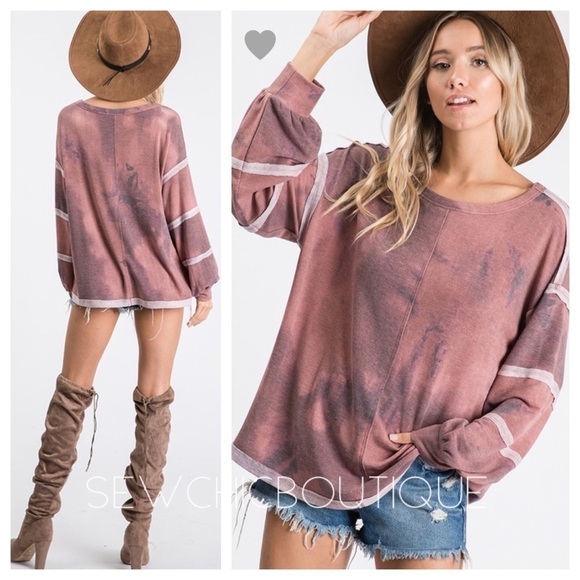 Tie Dye Raw Edge Vintage Style Top - Picture 2 of 6